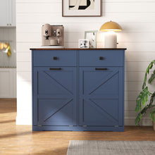 Load image into Gallery viewer, Double Tilt Out Trash Cabinet With Hideaway Drawer And Barn Door Style
