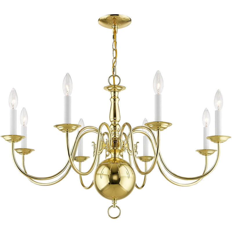 21" Eight Light Dimmable Chandelier With Shades - Brass