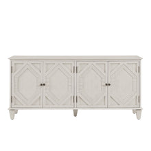 Load image into Gallery viewer, Wood Carved Geometric Accent Cabinet With Four Doors - White
