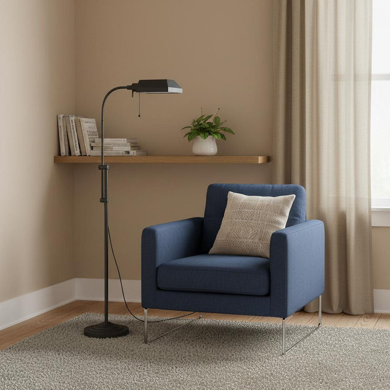 57" Metal Adjustable Reading Floor Lamp With Metal Shade - Gray