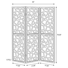 Load image into Gallery viewer, 3 Panel Folding Screen With Mosaic Cutout Design - Black
