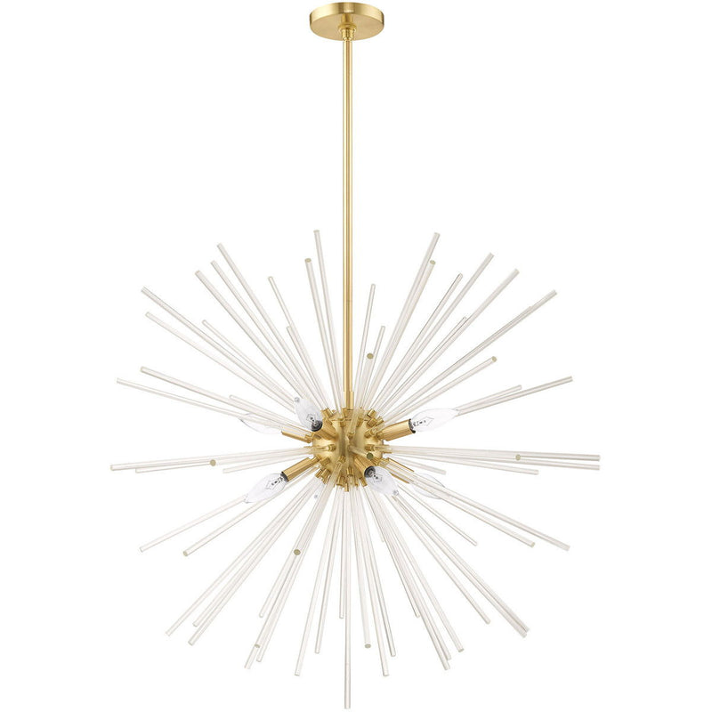 38" Eight Light Dimmable Chandelier With Shades - Brass