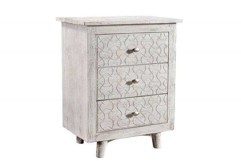 30" Three Drawer Nightstand - White