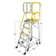 Load image into Gallery viewer, Heavy Duty Aluminum Rolling Platform Ladder With Steps, 375Lbs Capacity
