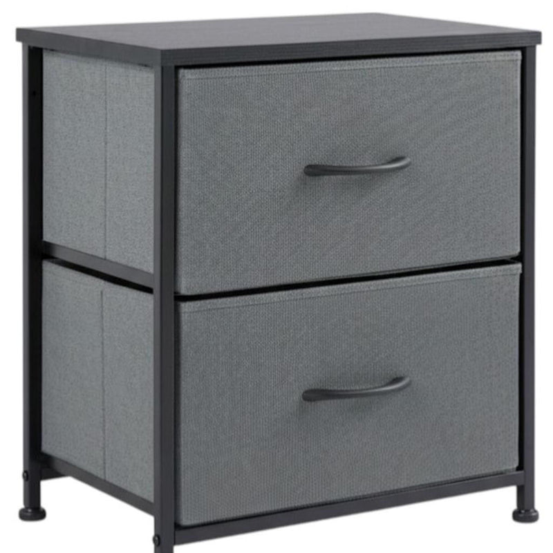 Fabric Metal And Wood Two Drawer Dresser - Black / Gray