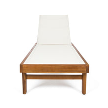 Load image into Gallery viewer, Outdoor Chaise Lounge With Acacia Wood Frame - White / Teak
