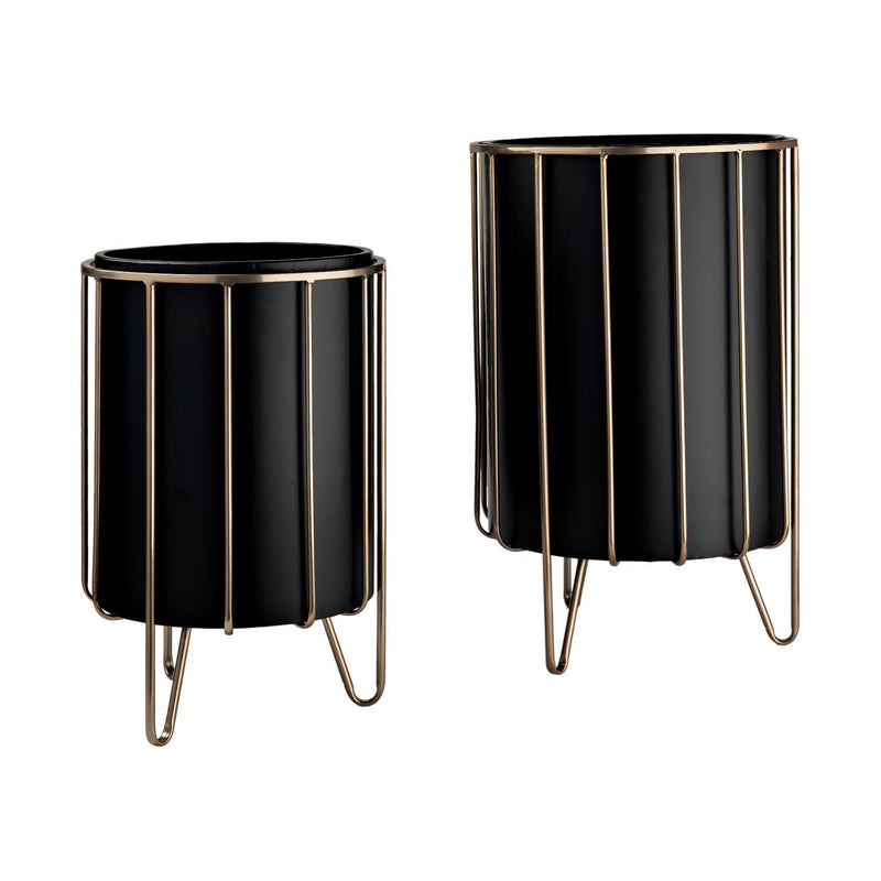 Round Pot Planters (Set of 2) (609410) - Black