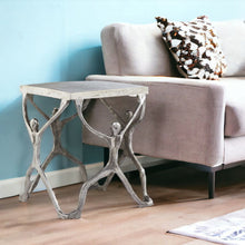 Load image into Gallery viewer, Aluminum Square End Table - Silver And Antiqued White
