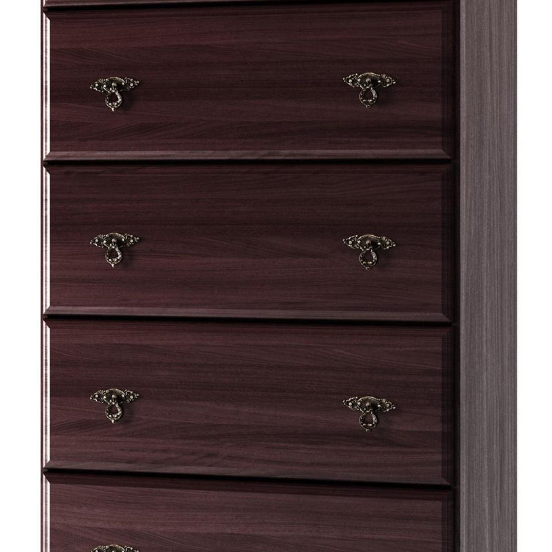 Solid Wood Five Drawer Dresser (760737) - Dark Brown