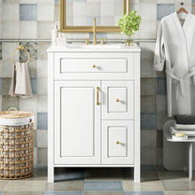 Load image into Gallery viewer, Elegant Bathroom Vanity With Ceramic Sink, Soft Close Doors And Drawers, Double Storage Racks
