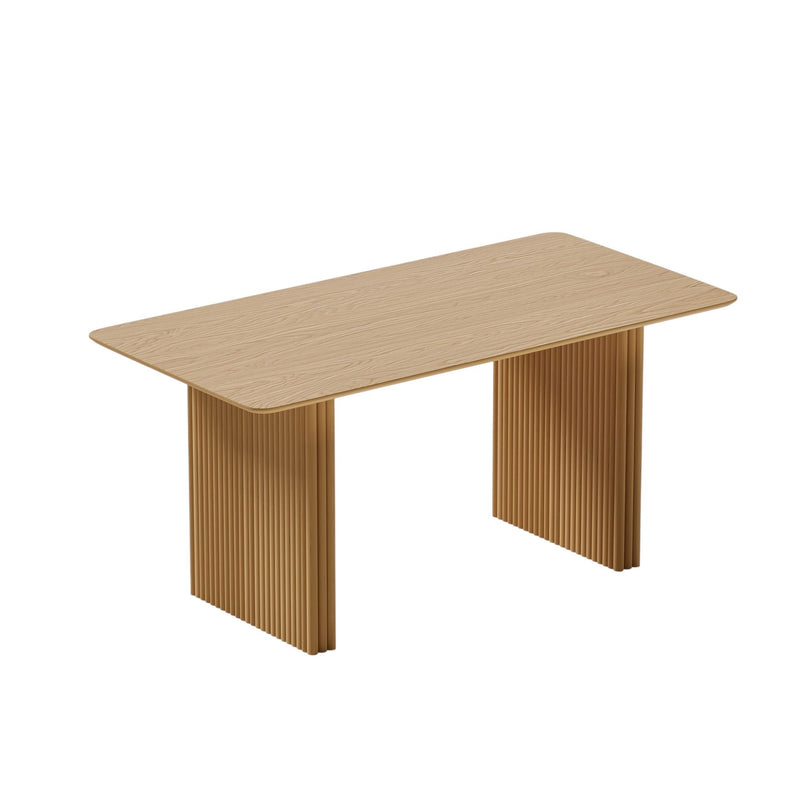 79" Wood Double Pedestal Base Dining Table - Natural
