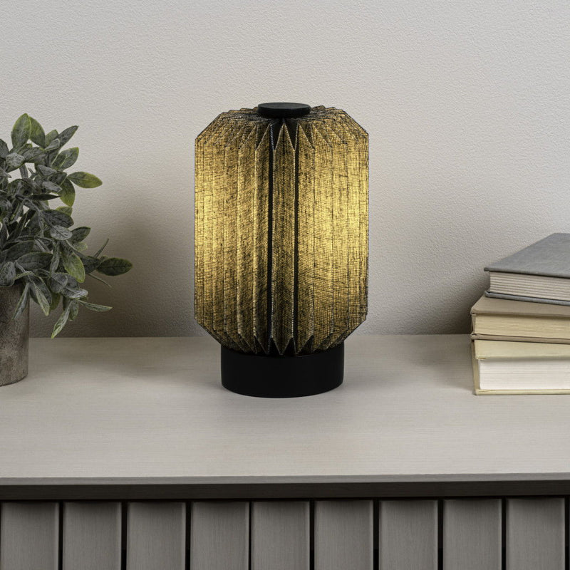 Geometric Bedside Lamp With Cylinder Shade - Black