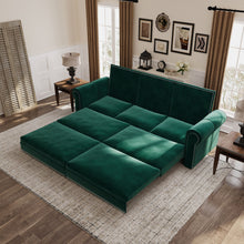 Load image into Gallery viewer, 3 In 1 Convertible Sleeper Sofa With Nailhead Trim &amp; Rolled Arm
