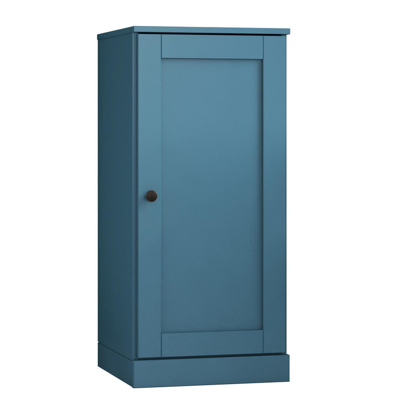 Solid Wood Adjustable Three Tier Library Bookcase With One Door - Teal Blue