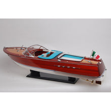 Load image into Gallery viewer, Hand Painted Model Boat - Dark Red / Light Blue
