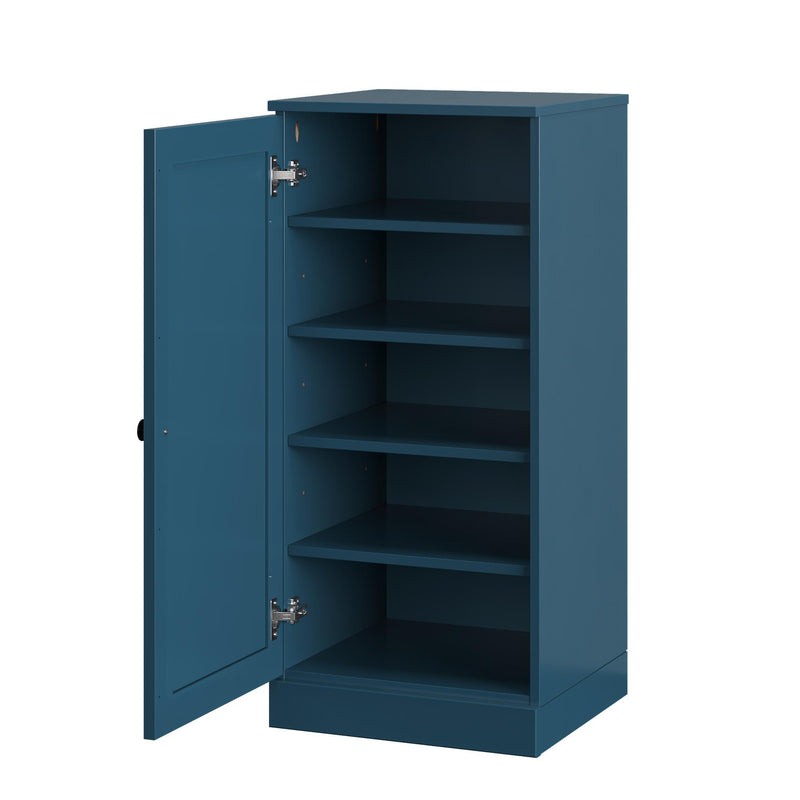 Ten Pair Solid Woodshoe Storage Cabinet (752115) - Teal Blue