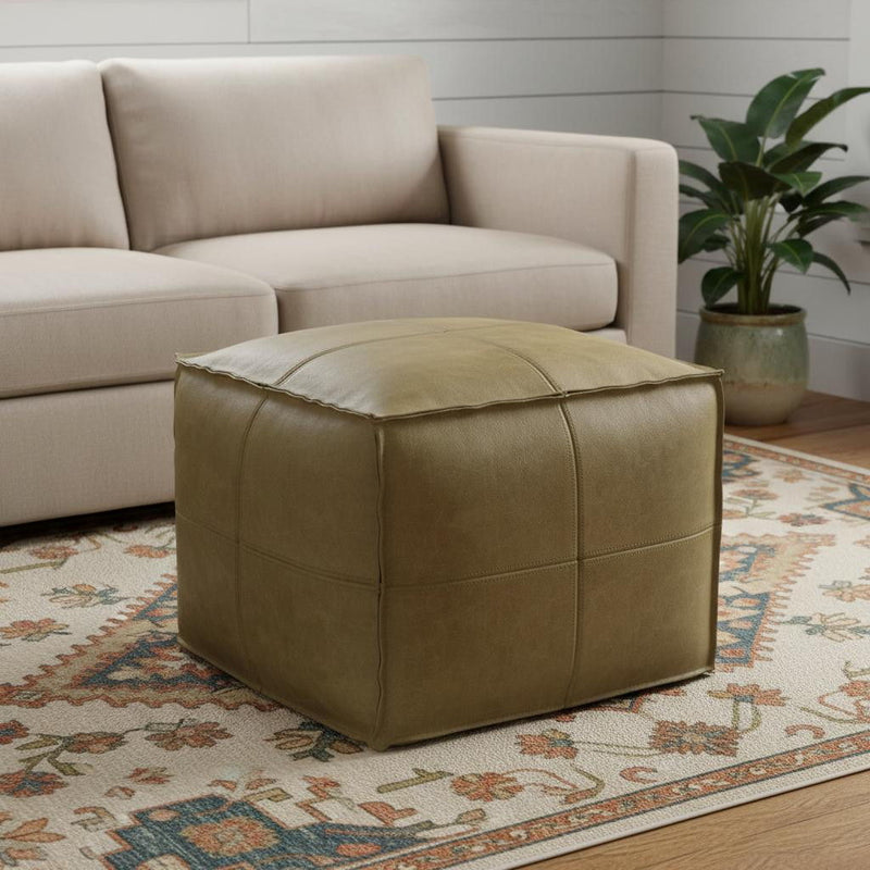 Pouf Ottoman Leather - Brown