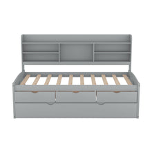 Load image into Gallery viewer, Captain Bed With Built In Bookshelves, 3 Storage Drawers, And Trundle
