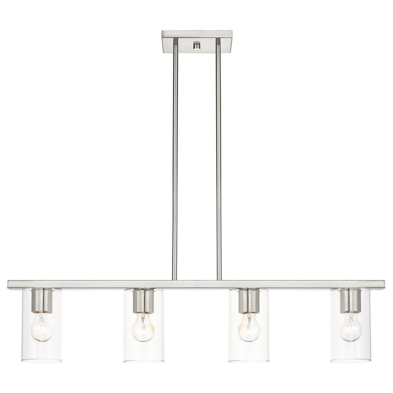 15'' Four Light Dimmable Chandelier With Shades - Nickel