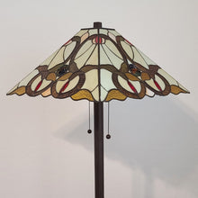 Load image into Gallery viewer, 62" Two Lights Traditional Shaped Floor Lamp With Brown And White Stained Glass Cone Shade - Brown
