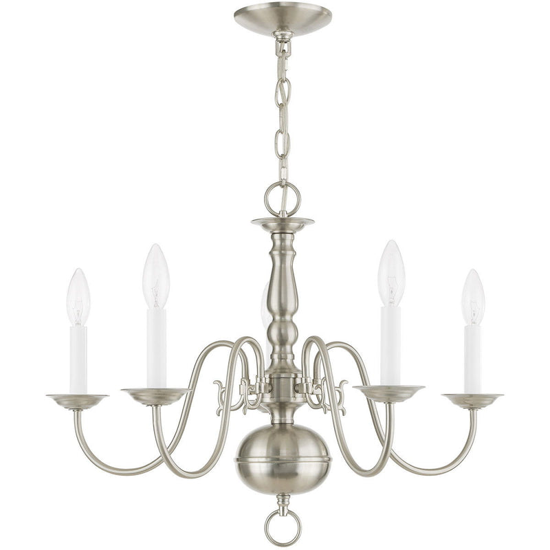 18'' Five-Light Dimmable Chandelier With Shades - Nickel