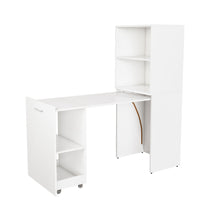 Load image into Gallery viewer, Stretchable Office Desk With Storage Shelves And Mobile Wheels

