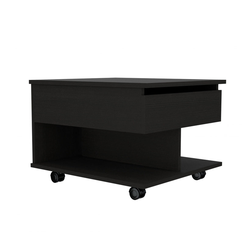 Manufactured Wood Rectangular Lift Top Coffee Table With Drawer - Black