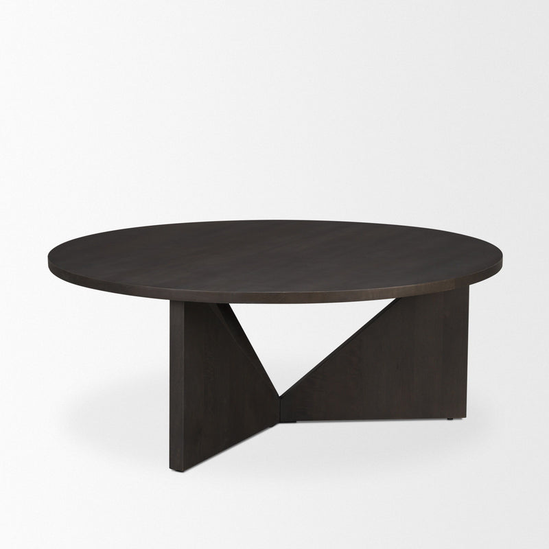 Round Trestle Coffee Table - Dark Brown / Brown