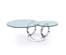 Load image into Gallery viewer, 32" Glass And Metal Round Abstract Coffee Table - Clear

