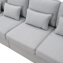 Load image into Gallery viewer, [VIDEO provided] [New] 104&quot; 4-Seater Modern Linen Fabric Sofa with Armrest Pockets and 4 Pillows,Minimalist Style Couch for Living Room, Apartment, Office,3 Colors
