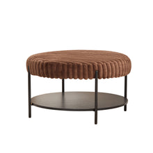 Load image into Gallery viewer, Modern Upholstered Round Ottoman Coffee Table With Storage Shelf
