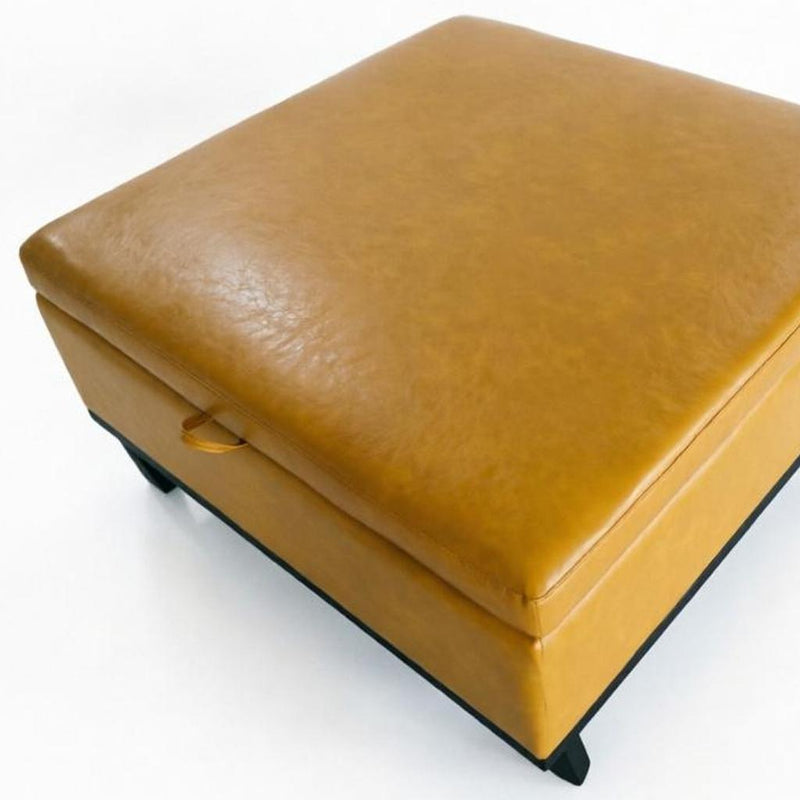 And Black Faux Leather Ottoman With Storage - Yellow