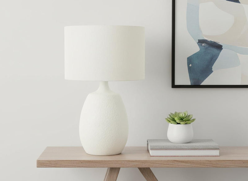 Gourd Table Lamp With Drum Shade - Cream