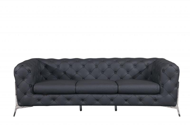 Italian Leather Sofa - Gray