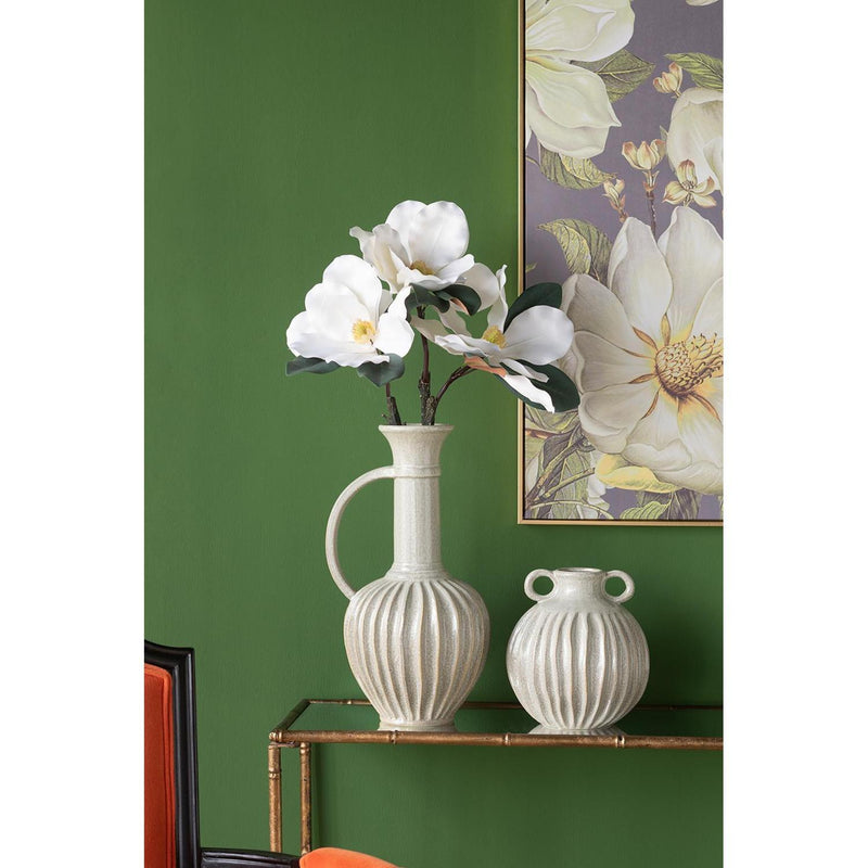Round With Handles Table Vase - Sage / Gray