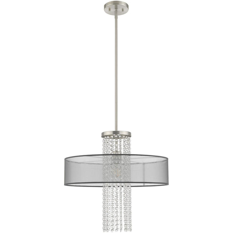 28" Dimmable Chandelier With Shades - Nickel