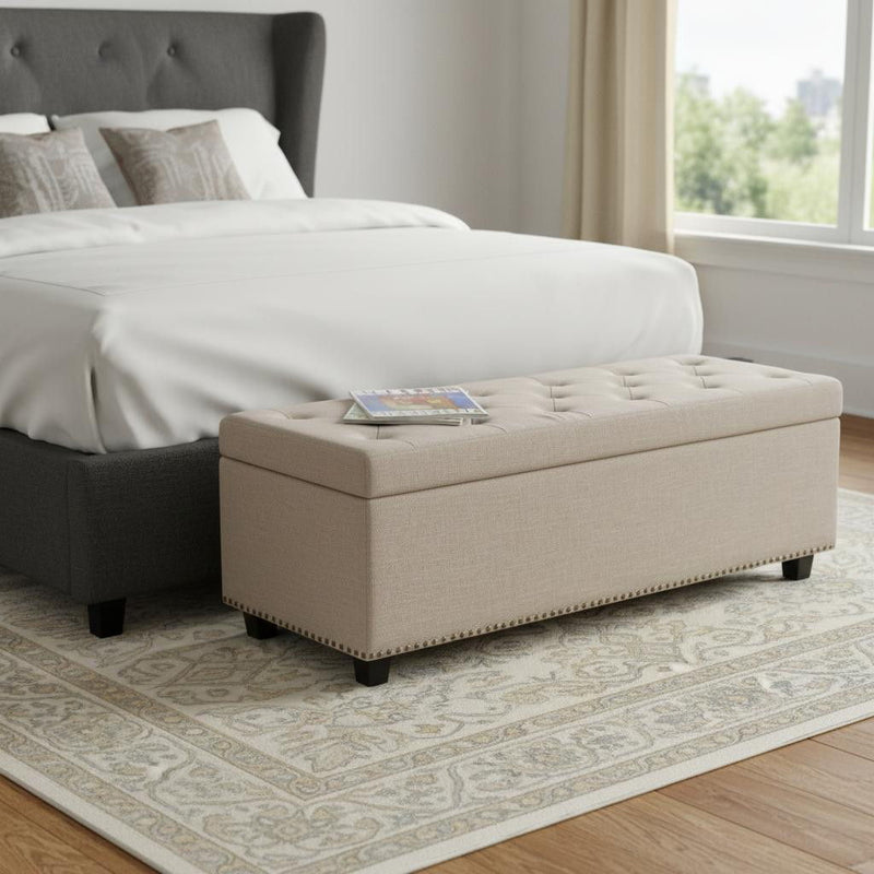 48" Upholstery Storage Ottoman - Dark Brown