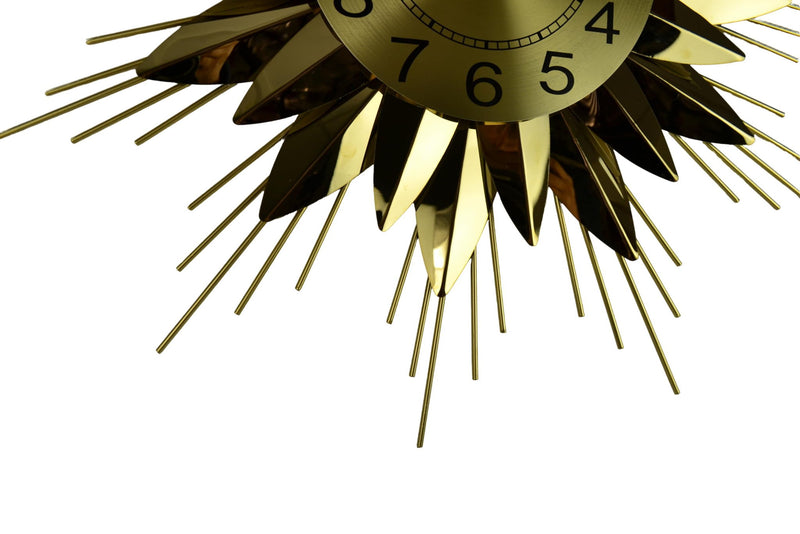 Silent Analog Starburst Wall Clock (626531) - Gold / Black