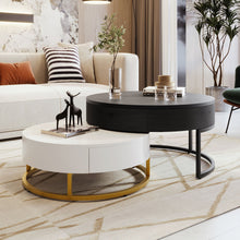 Load image into Gallery viewer, Modern Round Lift-Top Nesting Coffee Tables With 2 Drawers
