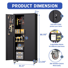 Load image into Gallery viewer, Garage Storage Cabinet With Wheels Heavy-Duty Tool Storage - Black
