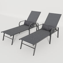 Load image into Gallery viewer, 2 Pieces Set Outdoor Patio Swimming Pool Lounge Gray Color with Pillow
