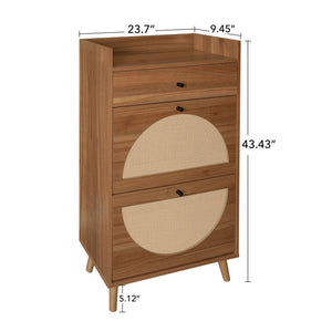 Allen - Rattan 2 Door 1 Drawer Cabinet Shoe Rack For Entrance