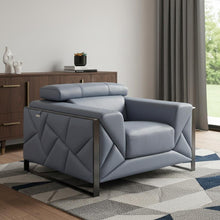 Load image into Gallery viewer, Mod Leather And Chrome Deco Accent Chair - Slate Blue
