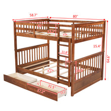 Load image into Gallery viewer, Full-Over-Full Bunk Bed with Ladders and Two Storage Drawers (Walnut)(OLD SKU:LT000365AAD)
