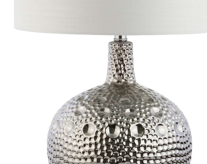 27" Novelty Bedside Lamp With Drum Shade - Silver