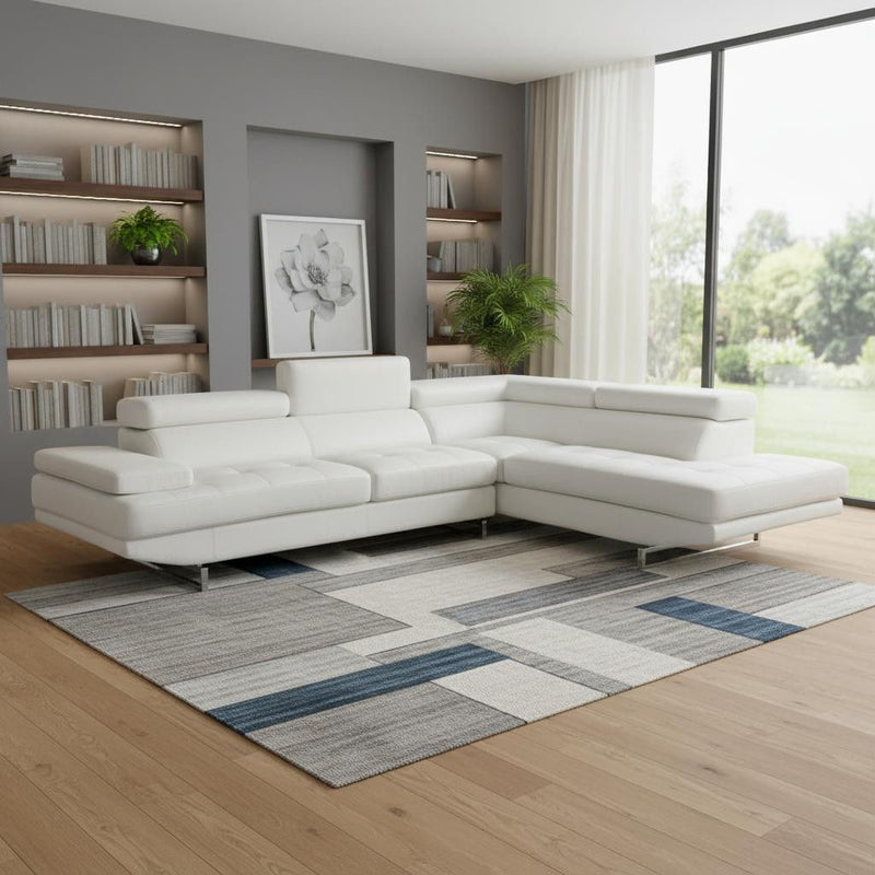 Leather L Shaped Two Piece Corner Sectional - Gray