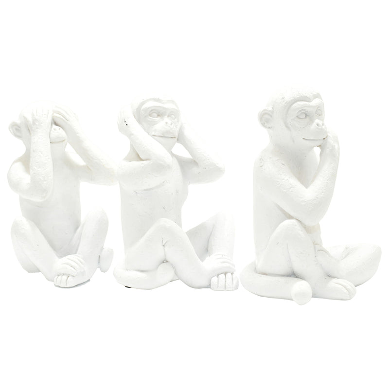 Monkey Tabletop Sculpture (Set of 3) - White