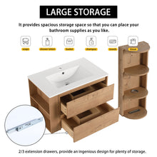 Load image into Gallery viewer, Modern Wall Mounted Bathroom Vanity With Ceramic Sink And Storage Rack, 2 Soft Close Drawers
