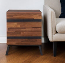 Load image into Gallery viewer, Wood And Iron End Table With Two Drawers - Black And Brown
