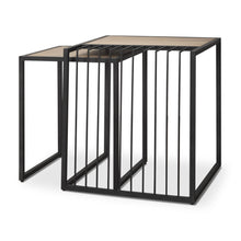 Load image into Gallery viewer, Solid Wood And Metal Square Sled Nested Tables (Set of 2) - Black
